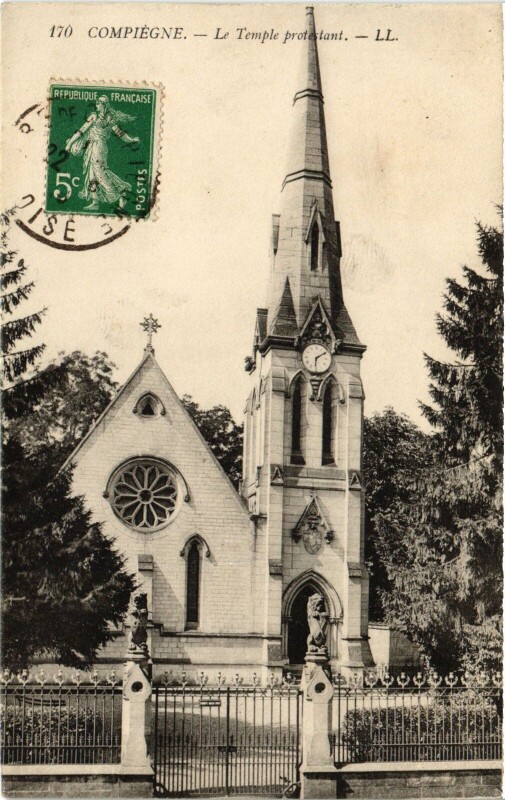 Carte postale ancienne Compiegne Temple protestant