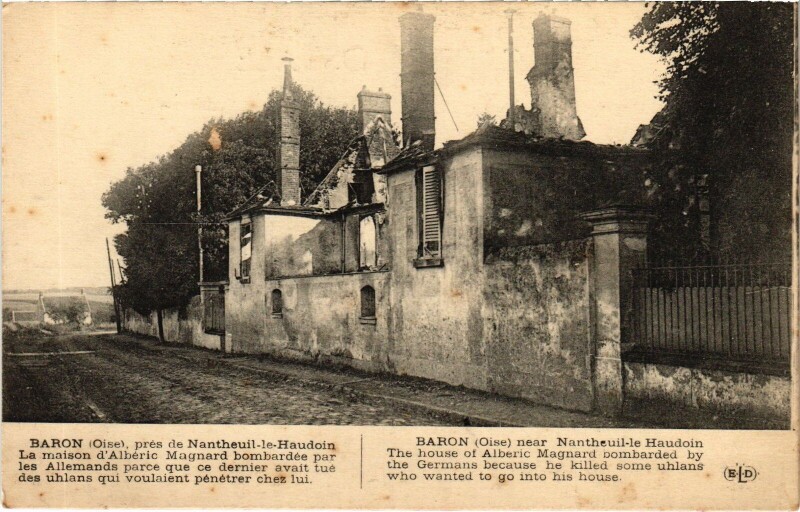 Carte postale ancienne Baron Maison d'Alberic Magnard Guerre à Baron