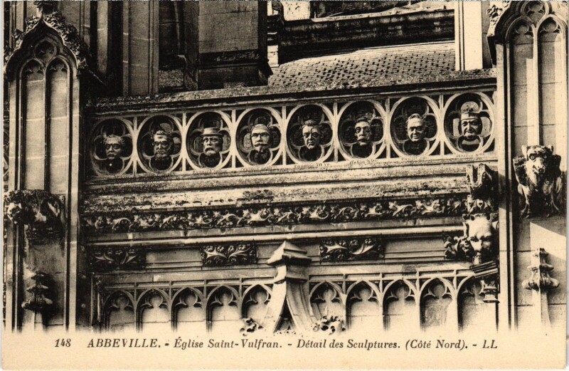 Carte postale ancienne Abbeville Eglise Saint-Vulfran Détailles à Abbeville