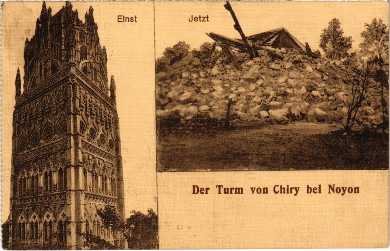 Carte postale ancienne Chiry Der Turm Guerre