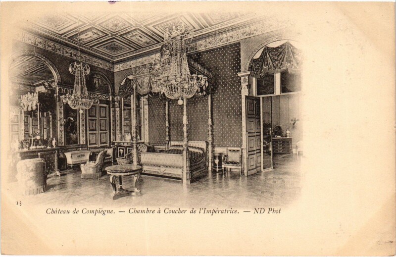 Carte postale ancienne Chateau de Compiegne Chambre a coucher de l'Impératrice