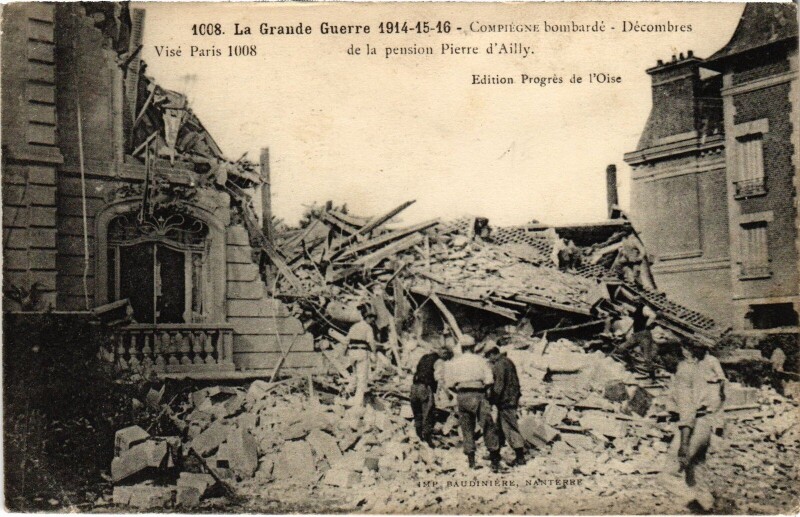 Carte postale ancienne Compiegne Pension Pierre d'Ailly Guerre