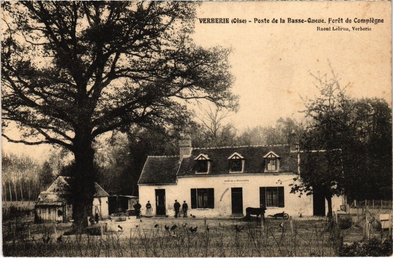 Carte postale ancienne Verberie Poste de la Basse-Queue à Verberie