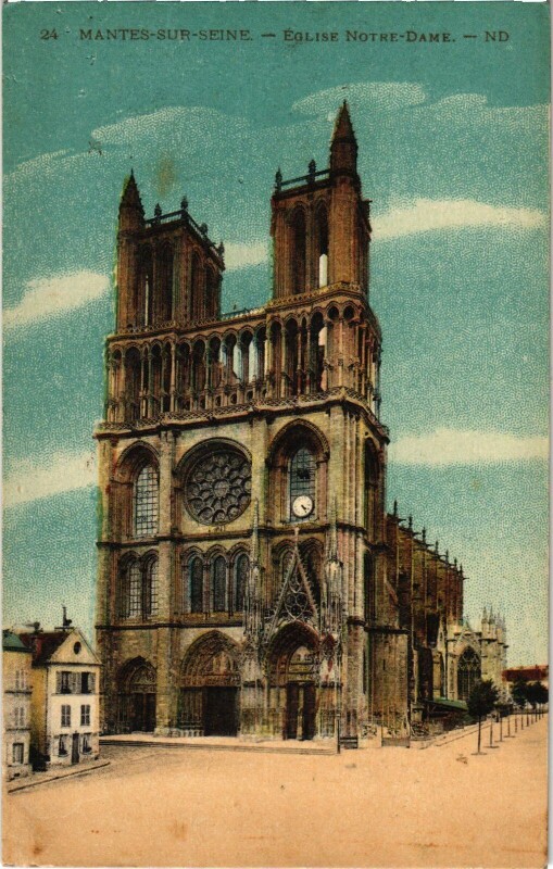 Carte postale ancienne Mantes-la-Jolie L'Eglise Notre-Dame à Mantes-la-Jolie