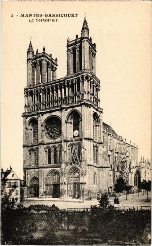 Carte postale ancienne Mantes-la-Jolie Gassicourt - La Cathedrale à Mantes-la-Jolie