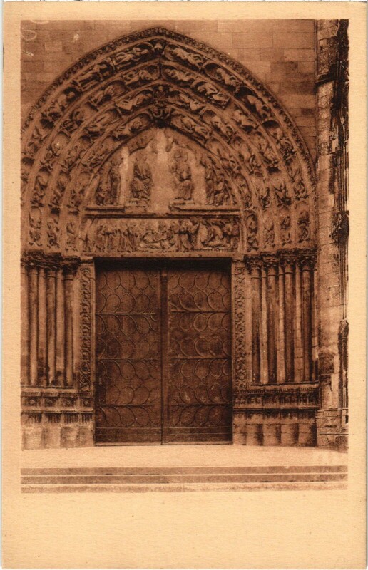 Carte postale ancienne Mantes-la-Jolie L'Eglise Notre-Dame - Portail Central à Mantes-la-Jolie