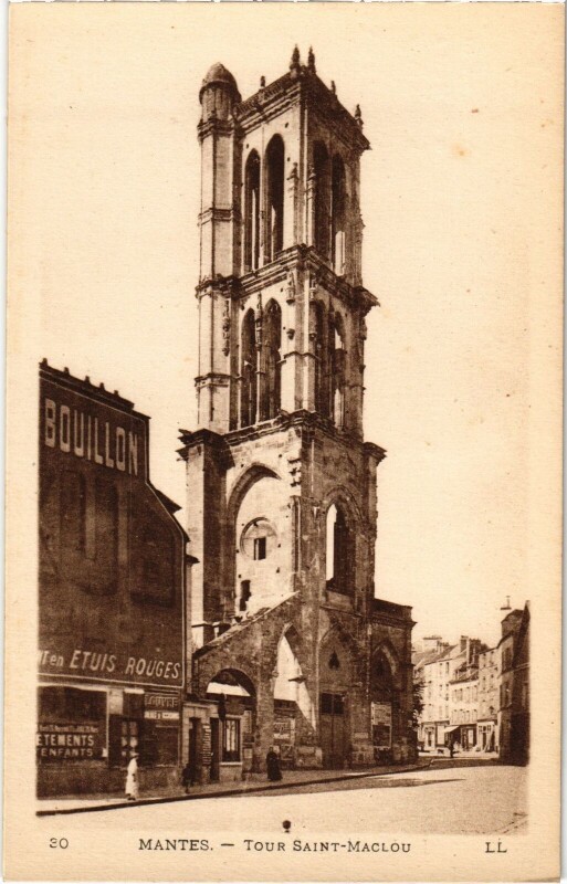 Carte postale ancienne Mantes-la-Jolie Tour Saint-Maclou à Mantes-la-Jolie