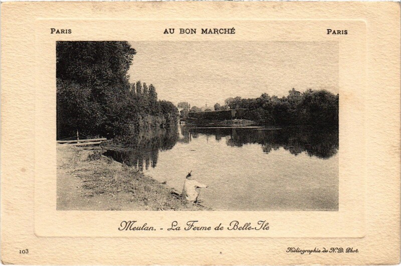 Carte postale ancienne Meulan La Ferme de Belle-Ile