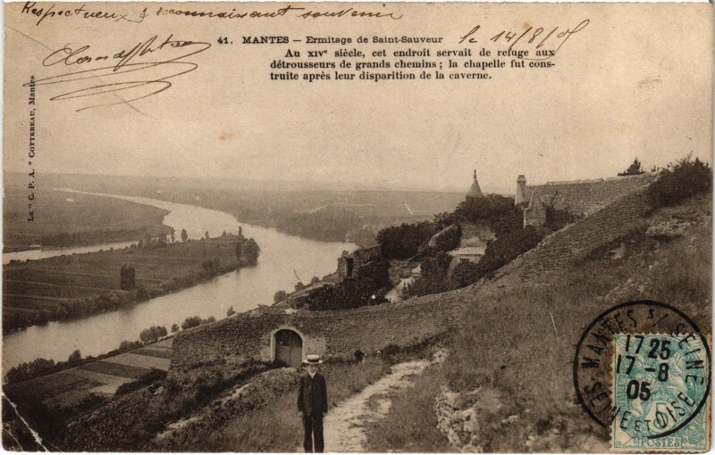 Carte postale ancienne Mantes-la-Jolie Ermitage de Saint-Sauveur à Mantes-la-Jolie