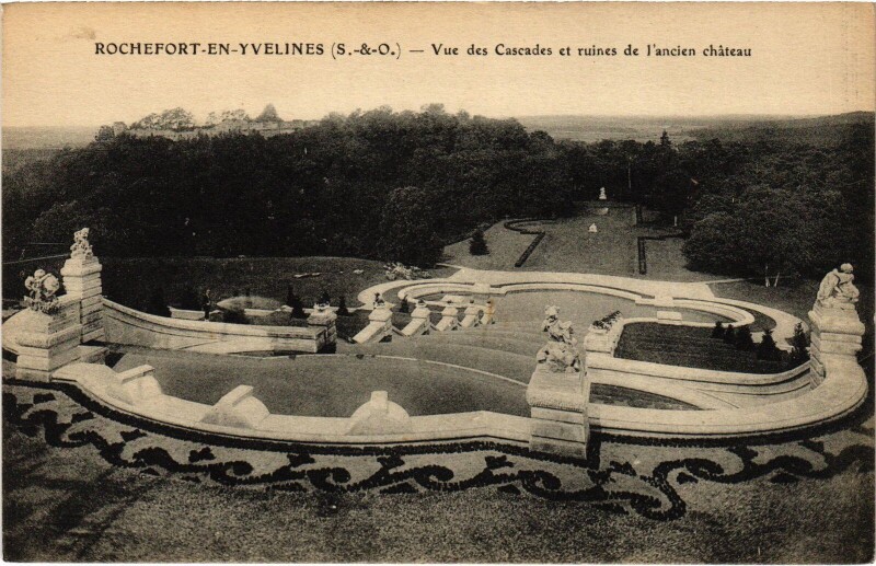 Carte postale ancienne Rochefort-en-Yvelines Cascades - Ruines de l'Ancien Chateau à Rochefort-en-Yvelines