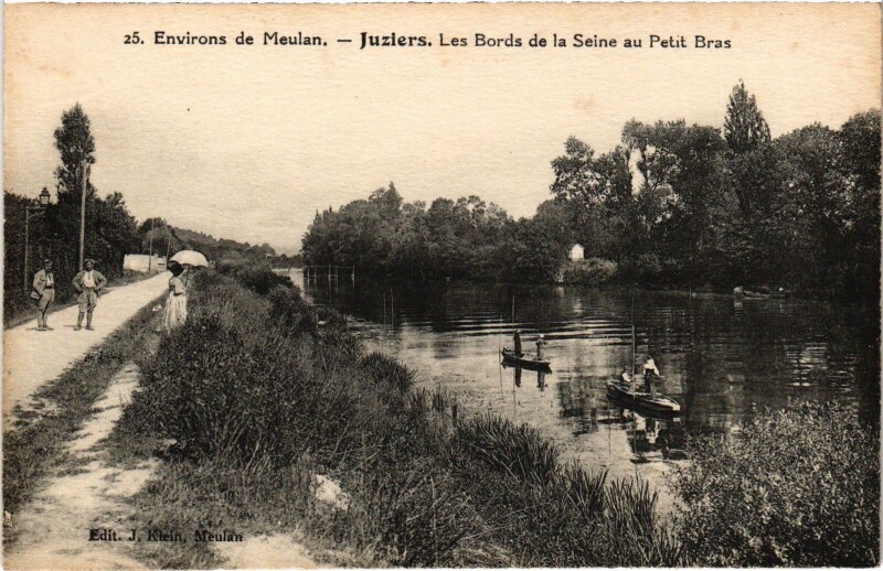 Carte postale ancienne Juziers Les Bords de la Seine au Petit Bras à Juziers