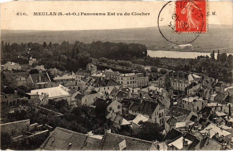 Carte postale ancienne Meulan Panorama Est vu du Clocher