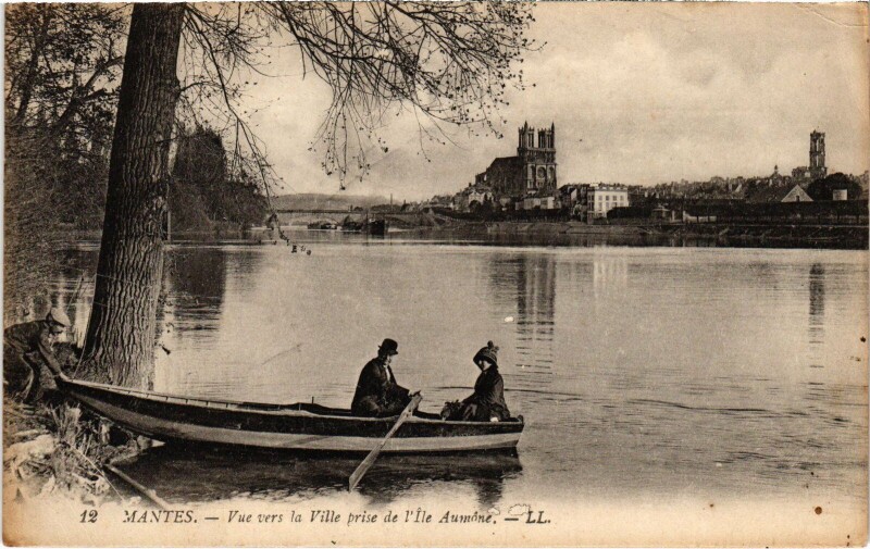 Carte postale ancienne Mantes-la-Jolie Vue vers la Ville à Mantes-la-Jolie