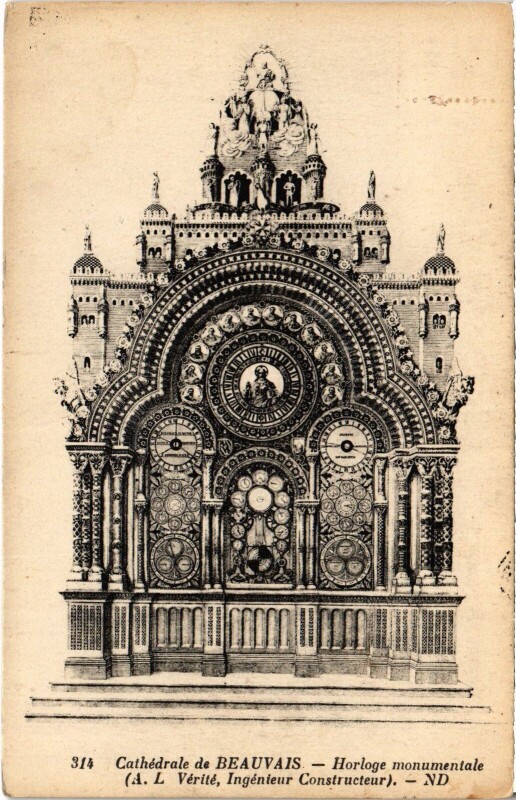 Carte postale ancienne Cathédrale de Beauvais Horloge à Beauvais