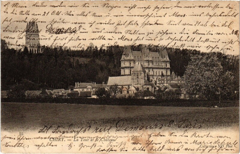 Carte postale ancienne Chiry Le Chateau et le tour