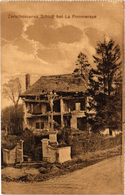 Carte postale ancienne La Pommerail Zerschossene Schloss Guerre