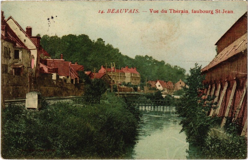 Carte postale ancienne Beauvais Vue du Thérain Fg Saint-Jean à Beauvais