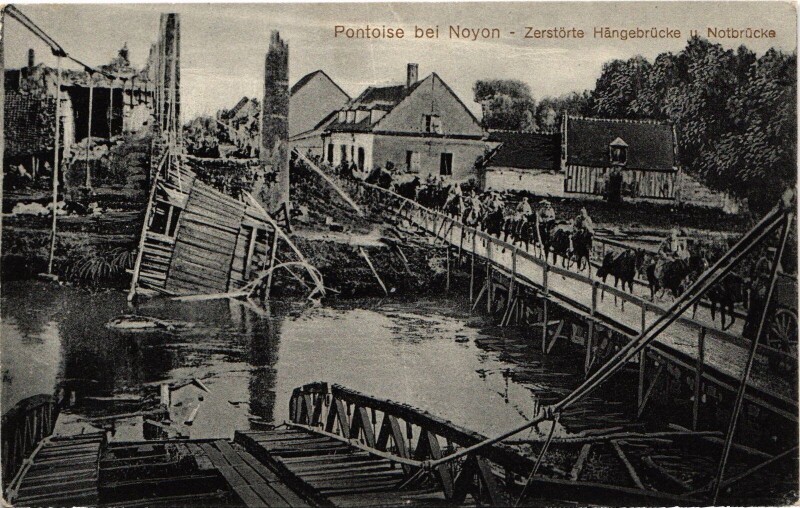 Carte postale ancienne Pontoise Brücke Guerre