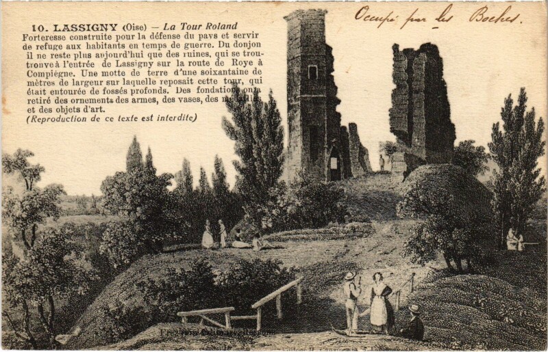 Carte postale ancienne Lassigny Le Tour Roland à Lassigny