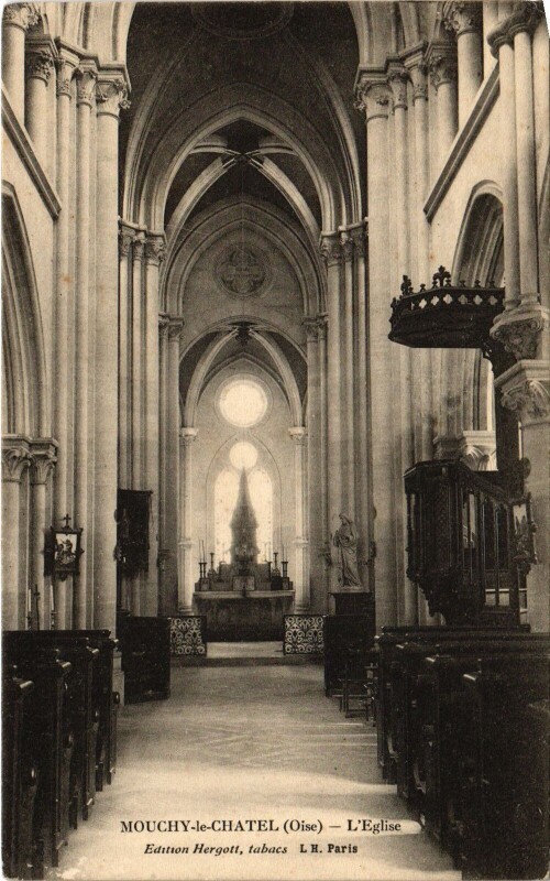 Carte postale ancienne Mouchy-le-Chatel Eglise interieur
