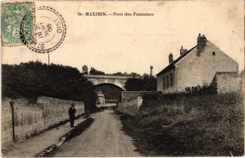 Carte postale ancienne Saint-Maximin Pont des Fontaine à Saint-Maximin
