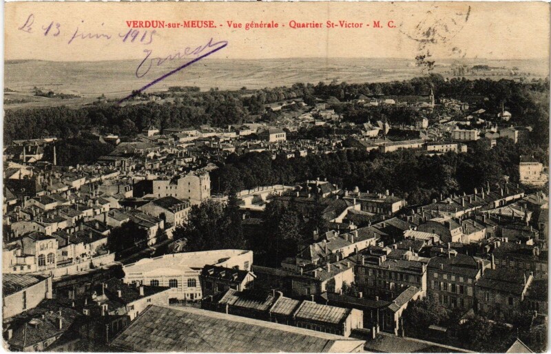 Carte postale ancienne Verdun-sur-Meuse Vue Generale à Dun-sur-Meuse