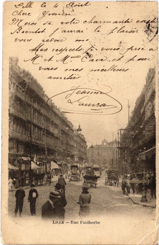 Carte postale ancienne Lille Rue Faidherbe à Lille