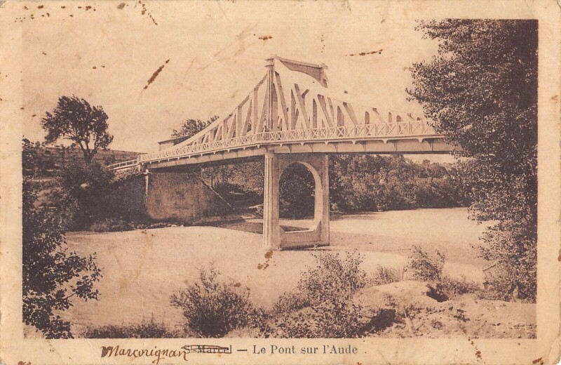 Carte postale ancienne Saint Marcel - Le Pont Sur L'Aude