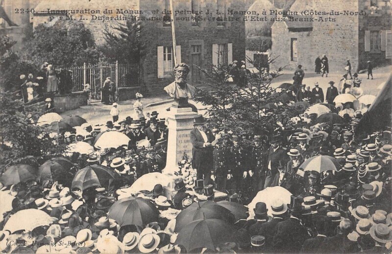 Carte postale ancienne Inauguration Du Monument Et Du Peintre L.hamon A Plouha à Plouha