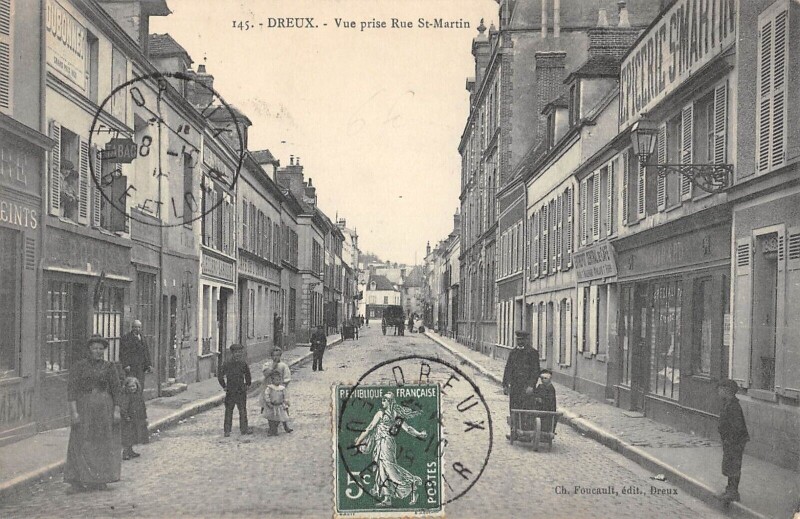 Carte postale ancienne Dreux - Vue Prise Rue Saint Martin - cliché pas courant à Dreux