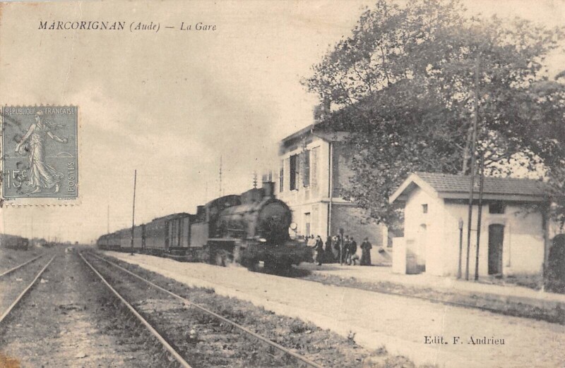 Carte postale ancienne Marcorignan - La Gare - Train - cliché rare à Marcorignan