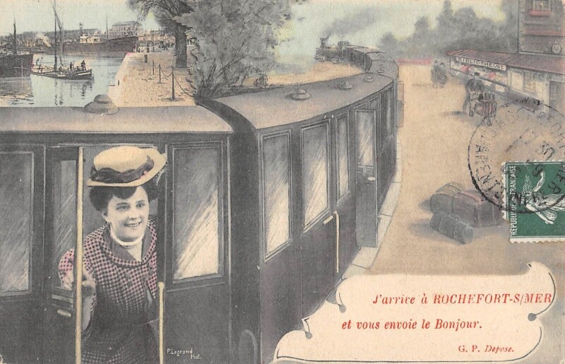 Carte postale ancienne J'Arrive A Rochefort Sur Mer - Train à Rochefort