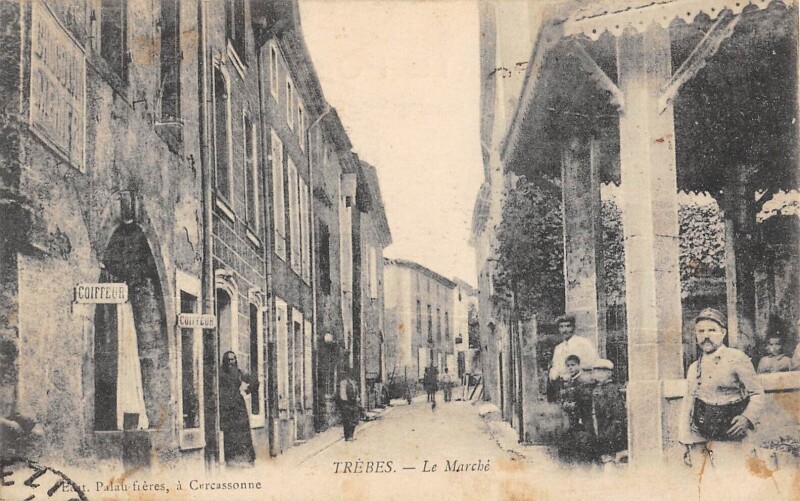 Carte postale ancienne Trebes - Le Marche - Verso Entrepot Militaire De Trebes 16e Region