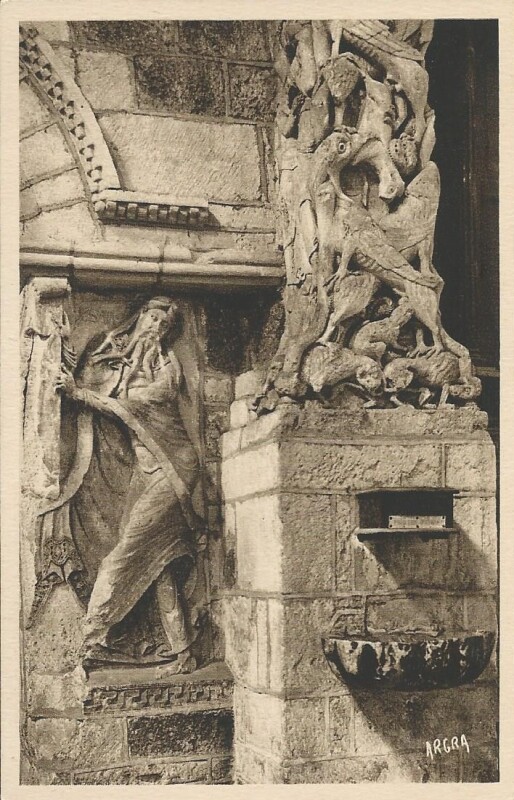 Carte postale ancienne Eglise Abbatiale - Détails de Sculptures - Le Prophête Isaïe à Souillac