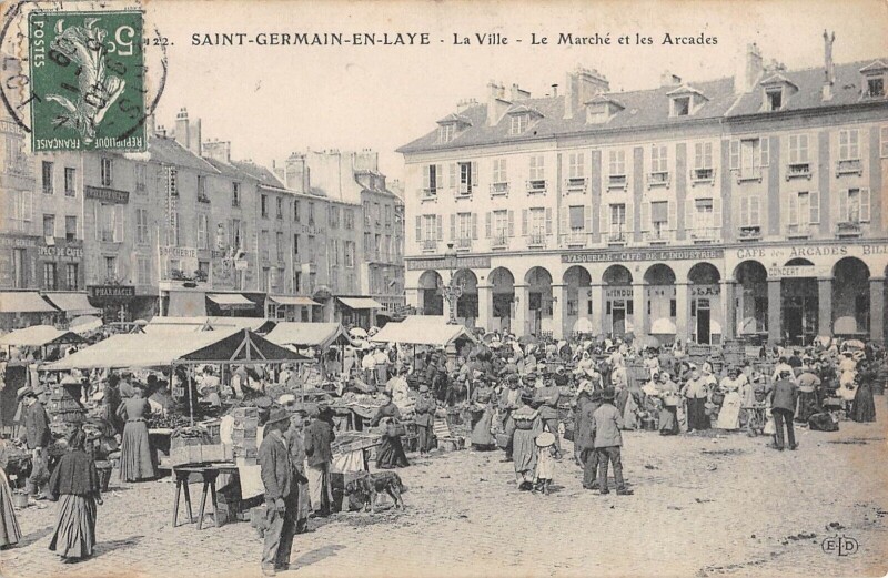 Carte postale ancienne Saint Germain En Laye - La Ville - Le Marche Et Les Arcades à Saint-Germain-en-Laye