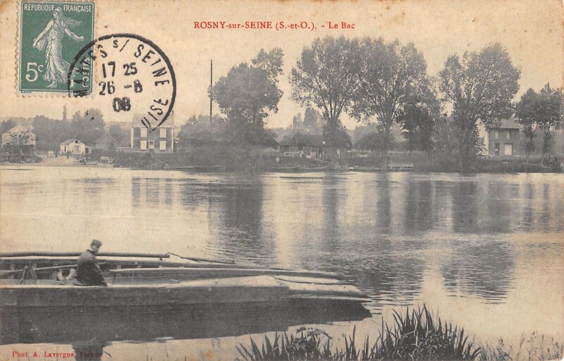 Carte postale ancienne Rosny Sur Seine - Le Bac à Rosny-sur-Seine