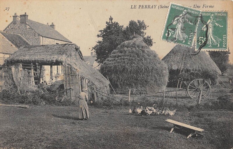 Carte postale ancienne Le Perray - Une Ferme