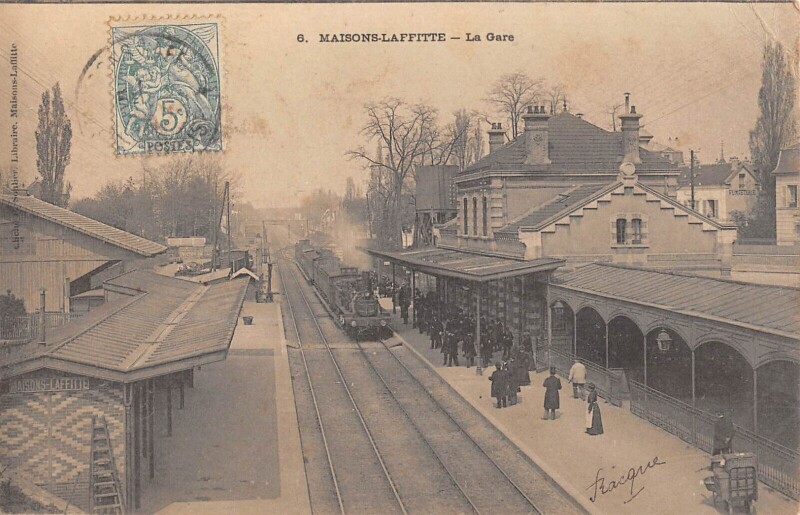 Carte postale ancienne Maisons Laffitte - La Gare - Train à Maisons-Laffitte