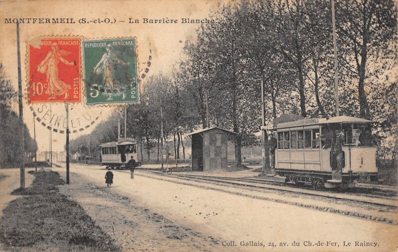 Carte postale ancienne Montfermeil - La Barriere Blanche - Train à Montfermeil
