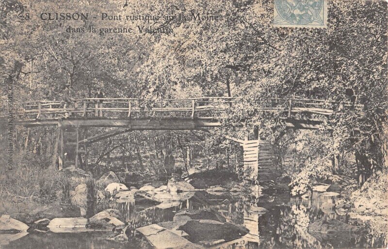 Carte postale ancienne Clisson - Pont Rustique Sur La Moine Dans La Garenne Valentin - rare à Clisson