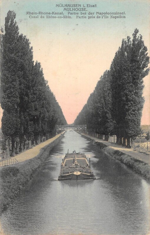 Carte postale ancienne Mulhouse - Canal Du Rhone Au Rhin - Partie Pres De L'Ile Napoleon à Mulhouse