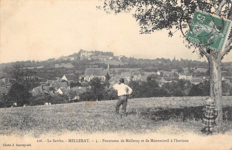 Carte postale ancienne Melleray - Panorama De Melleray Et De Montmirail A L'Horizon à Melleray