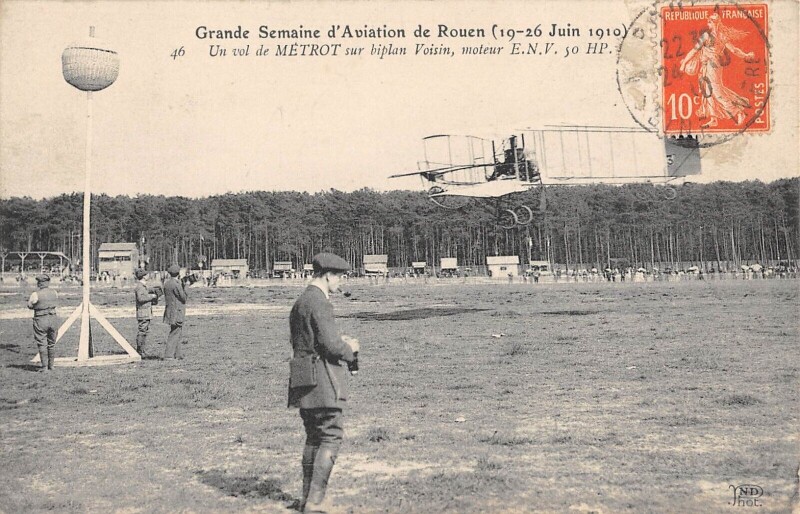 Carte postale ancienne Les Aviateurs De La Gde Semaine D'Aviation De Rouen - Un Vol De Metrot / à Rouen