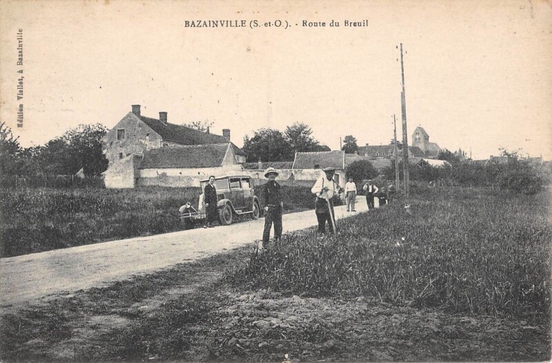 Carte postale ancienne Bazainville - Route Du Breuil à Bazainville