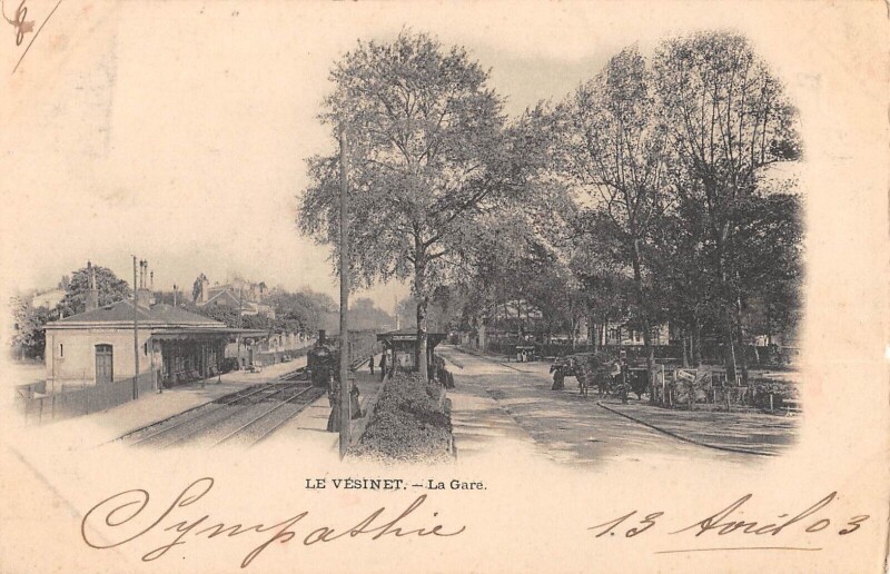 Carte postale ancienne Le Vesinet - La Gare - Train