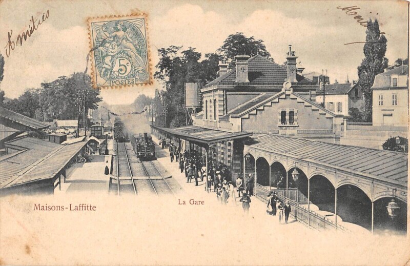 Carte postale ancienne Maisons Laffitte - La Gare - Train à Maisons-Laffitte