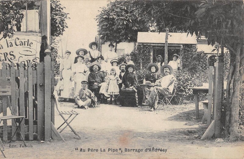 Carte postale ancienne Barrage D'Andresy - Au Pere La Pipe