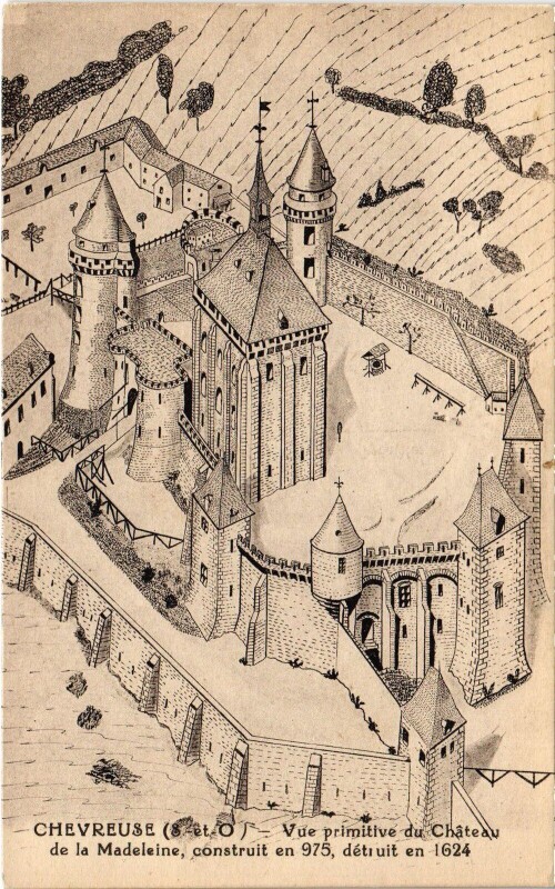 Carte postale ancienne Chevreuse Chateau de la Madeleine - Vue Primitive à Chevreuse
