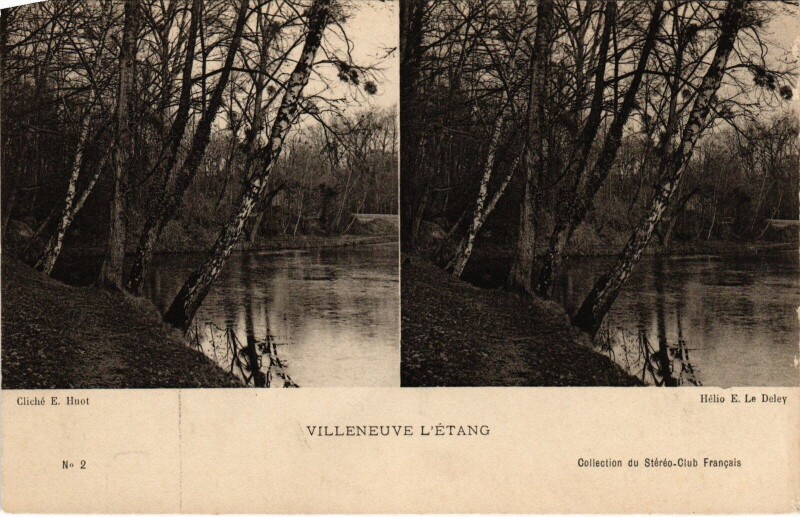 Carte postale ancienne Villeneuve-l'Etang River Scene - Stereo Pc.