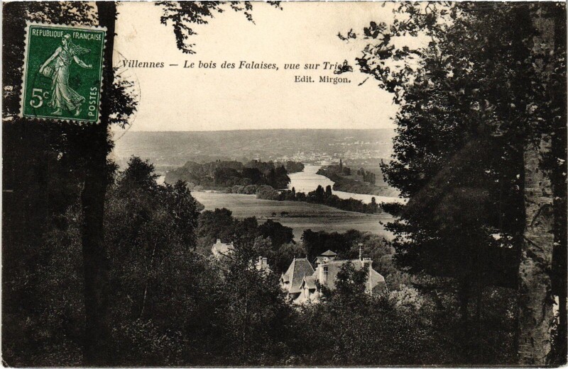 Carte postale ancienne Villennes-sur-Seine Le Bois des Falaises - Vue sur Triel à Villennes-sur-Seine